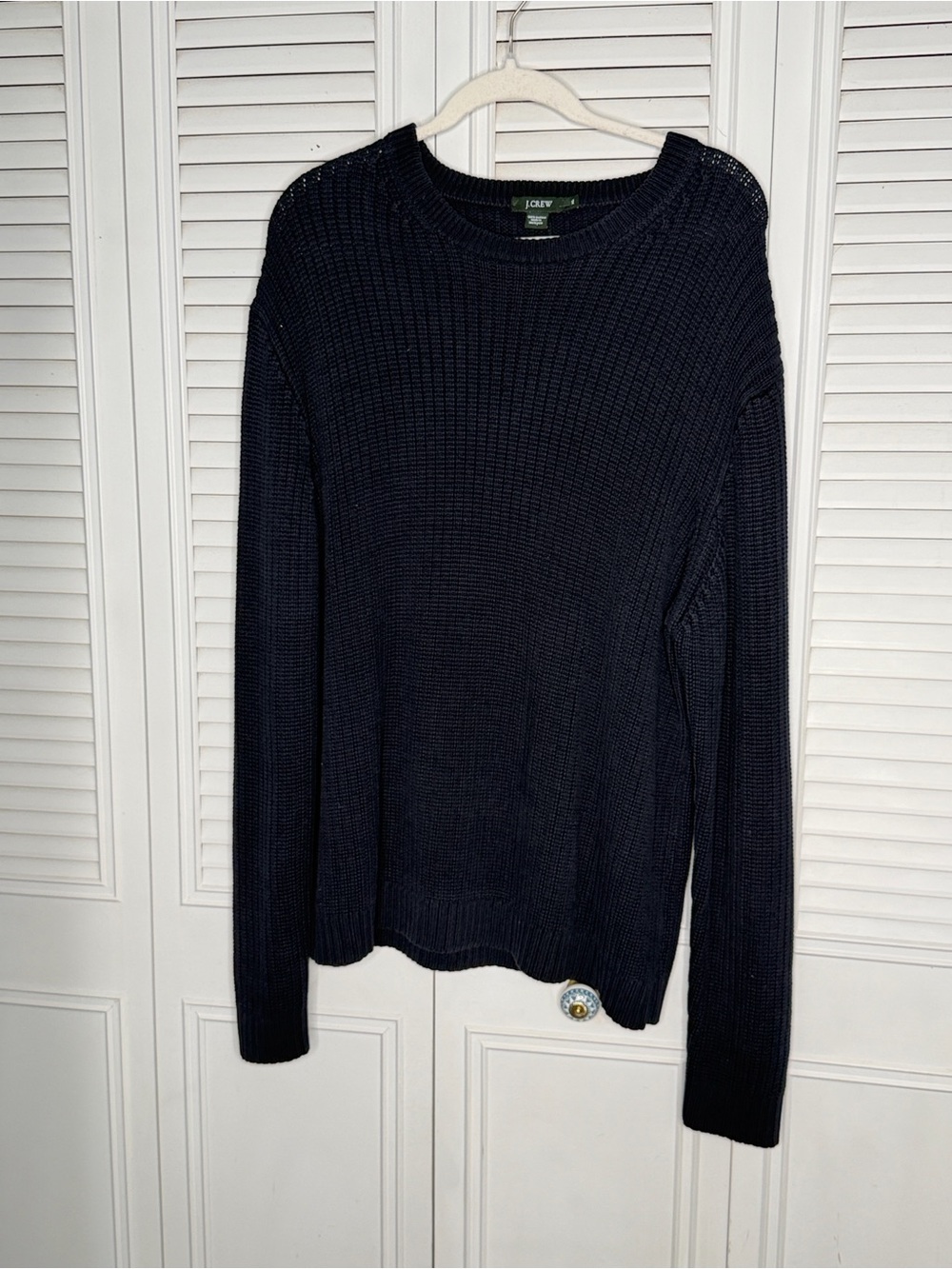 J. Crew Men's Heritage Cotton Shaker Stitch Pullover Crewneck Sweater Deep Navy